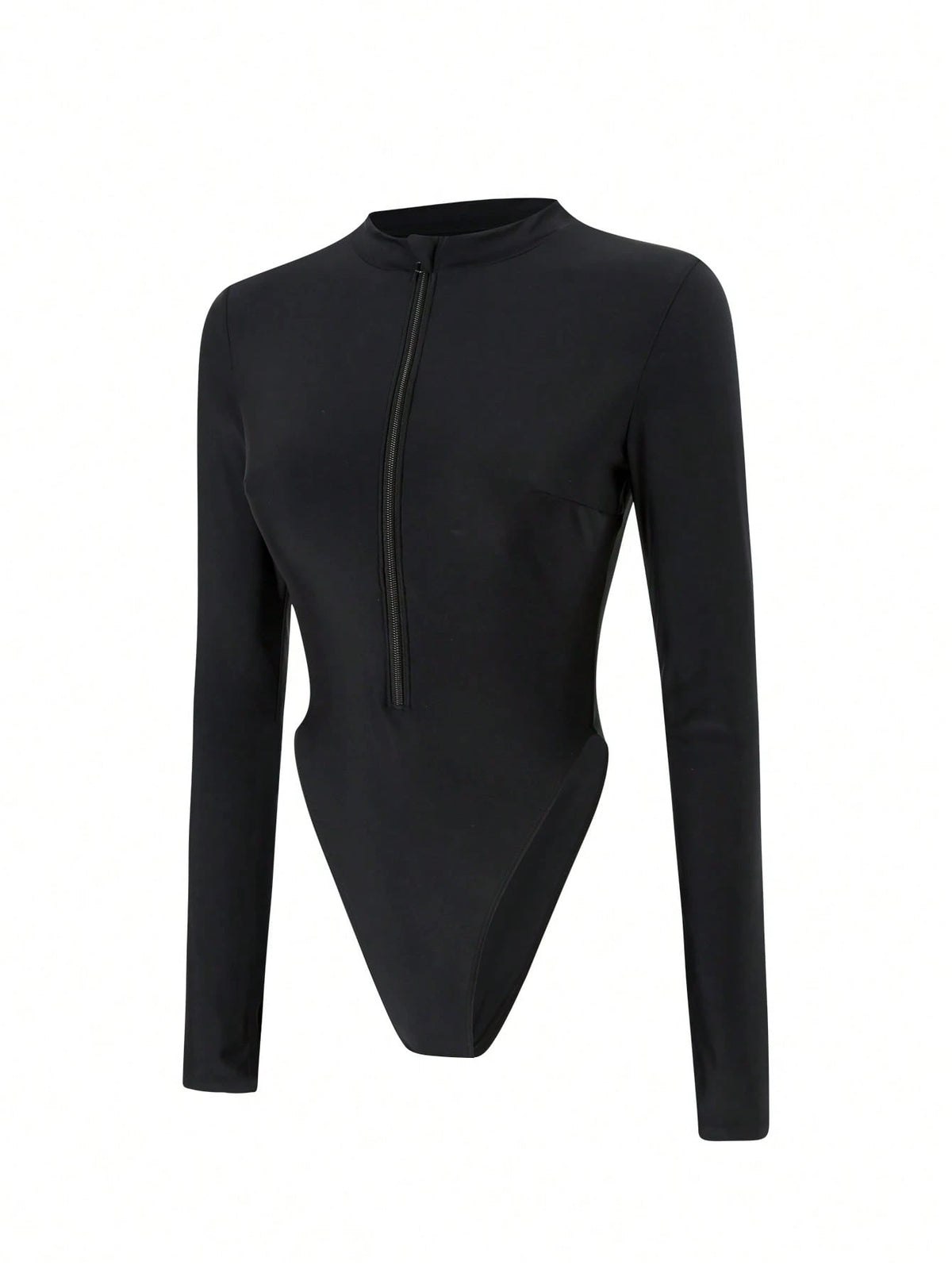 Swim SPRTY Springbreak Sports Style New Black Zip-Up Long Sleeve Fingerless Rash Guard For Women For Summer Beach Vacation