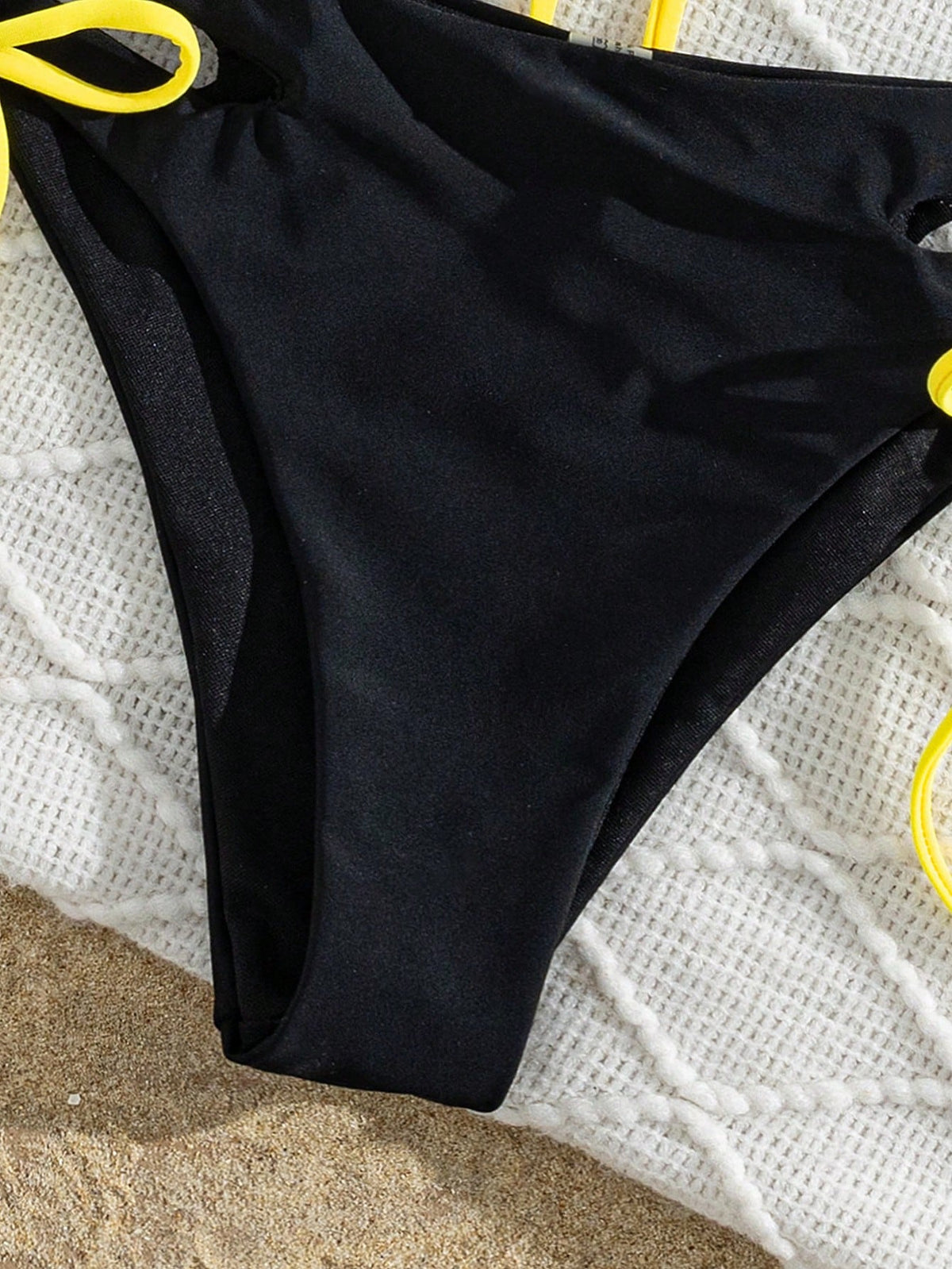 Swim SXY Women Black Summer Cute Brazil Flag Mesh Cover Up 3 Pieces Set,Halter Bikini Top & Hollow Drawstring Bottoms,Beach Party Holiday Hawaii Rave Outfits