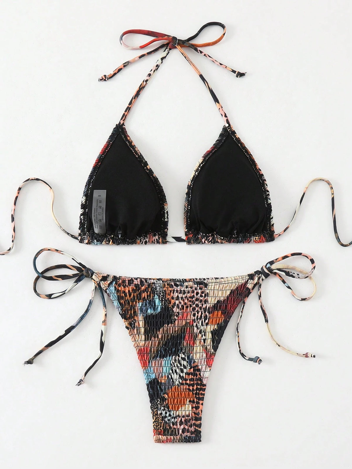 Swim Vcay 2025 Women's Beach Vacation Zebra Print Halter Tie Sexy Bikini Set, Random Print Summer