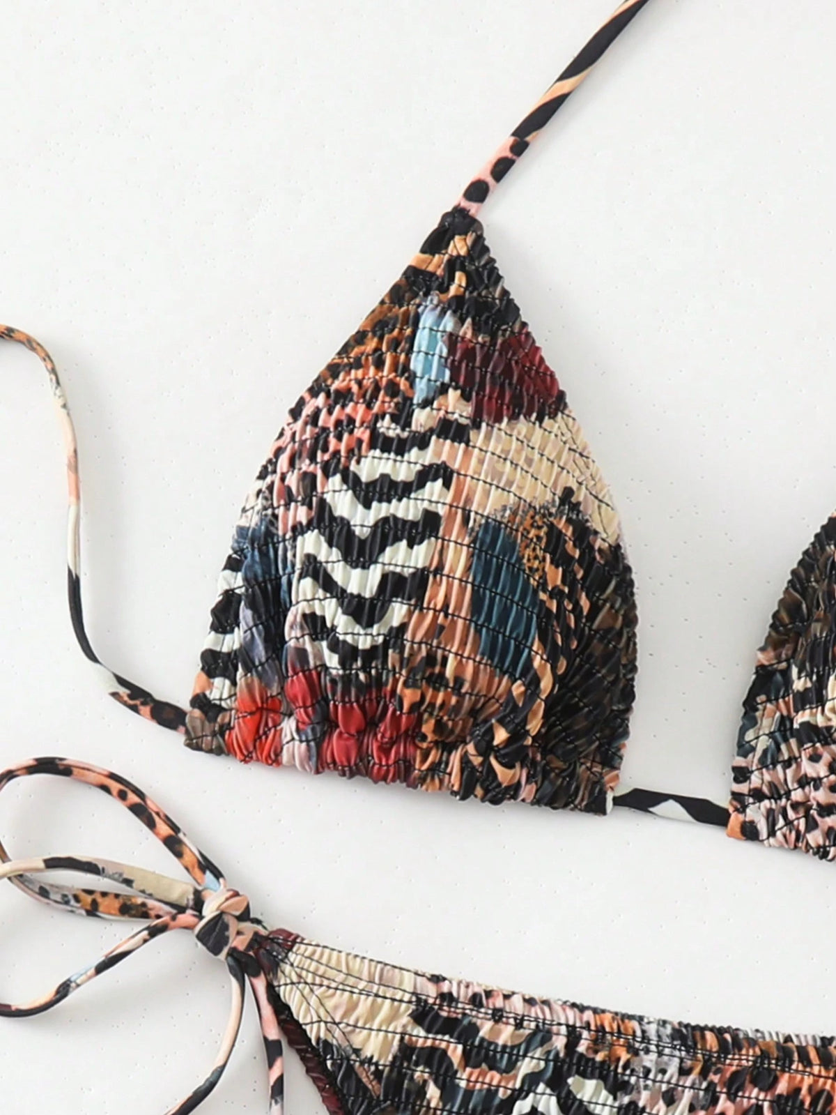 Swim Vcay 2025 Women's Beach Vacation Zebra Print Halter Tie Sexy Bikini Set, Random Print Summer