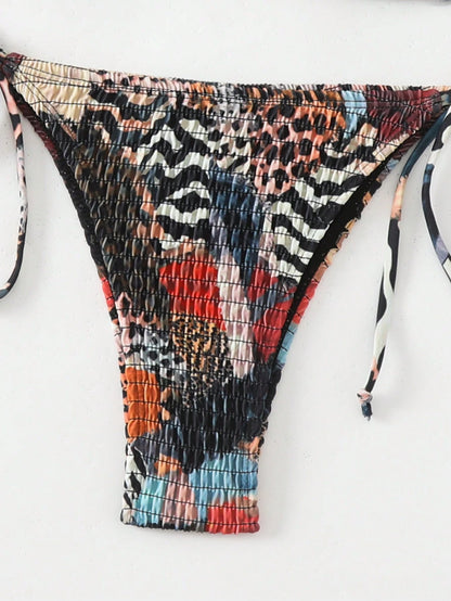 Swim Vcay 2025 Women's Beach Vacation Zebra Print Halter Tie Sexy Bikini Set, Random Print Summer