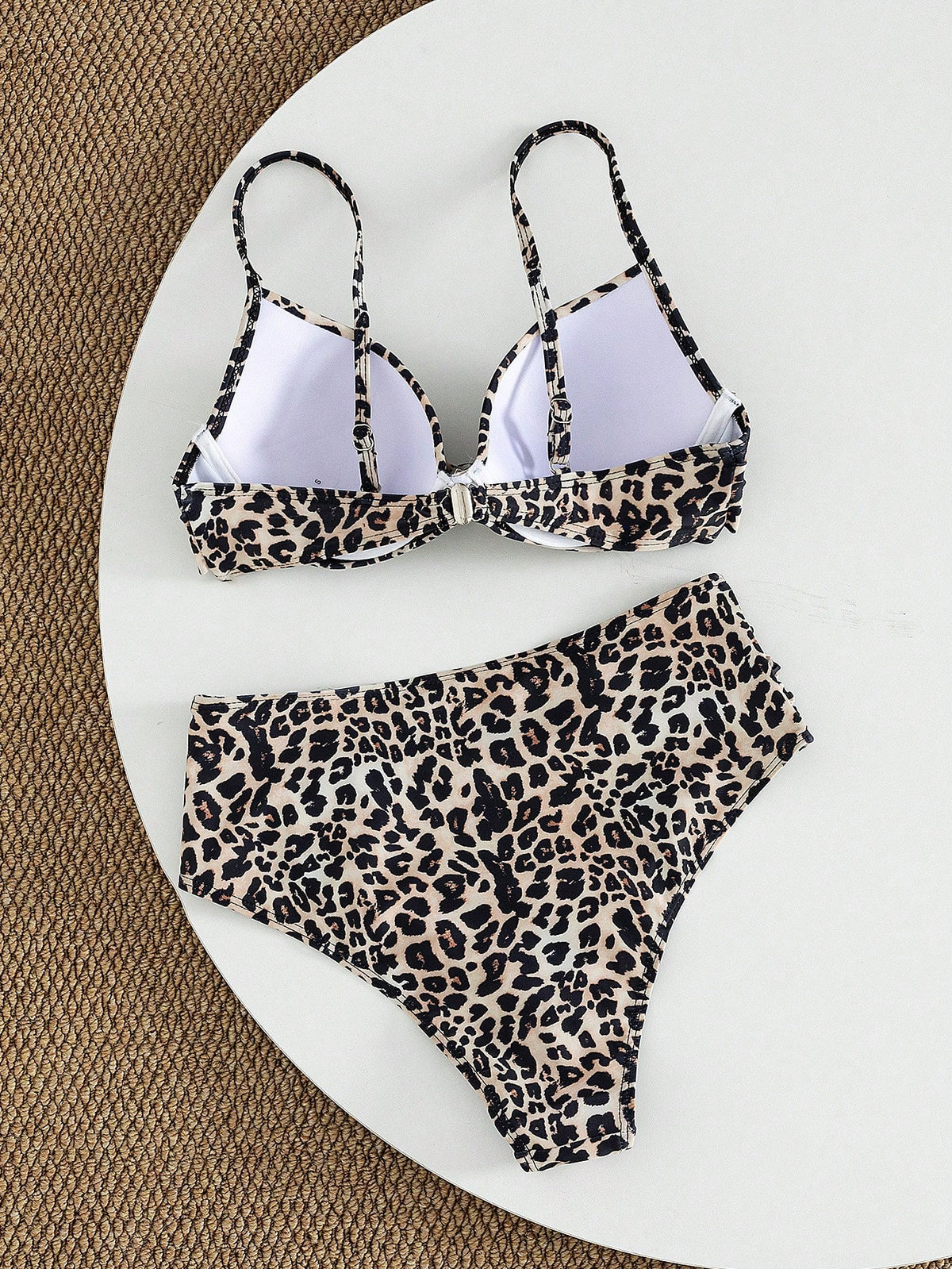 Swim Vcay 2025 Women's Summer Beach Leopard Print Sexy Bikini Two-Piece Swimsuit Set