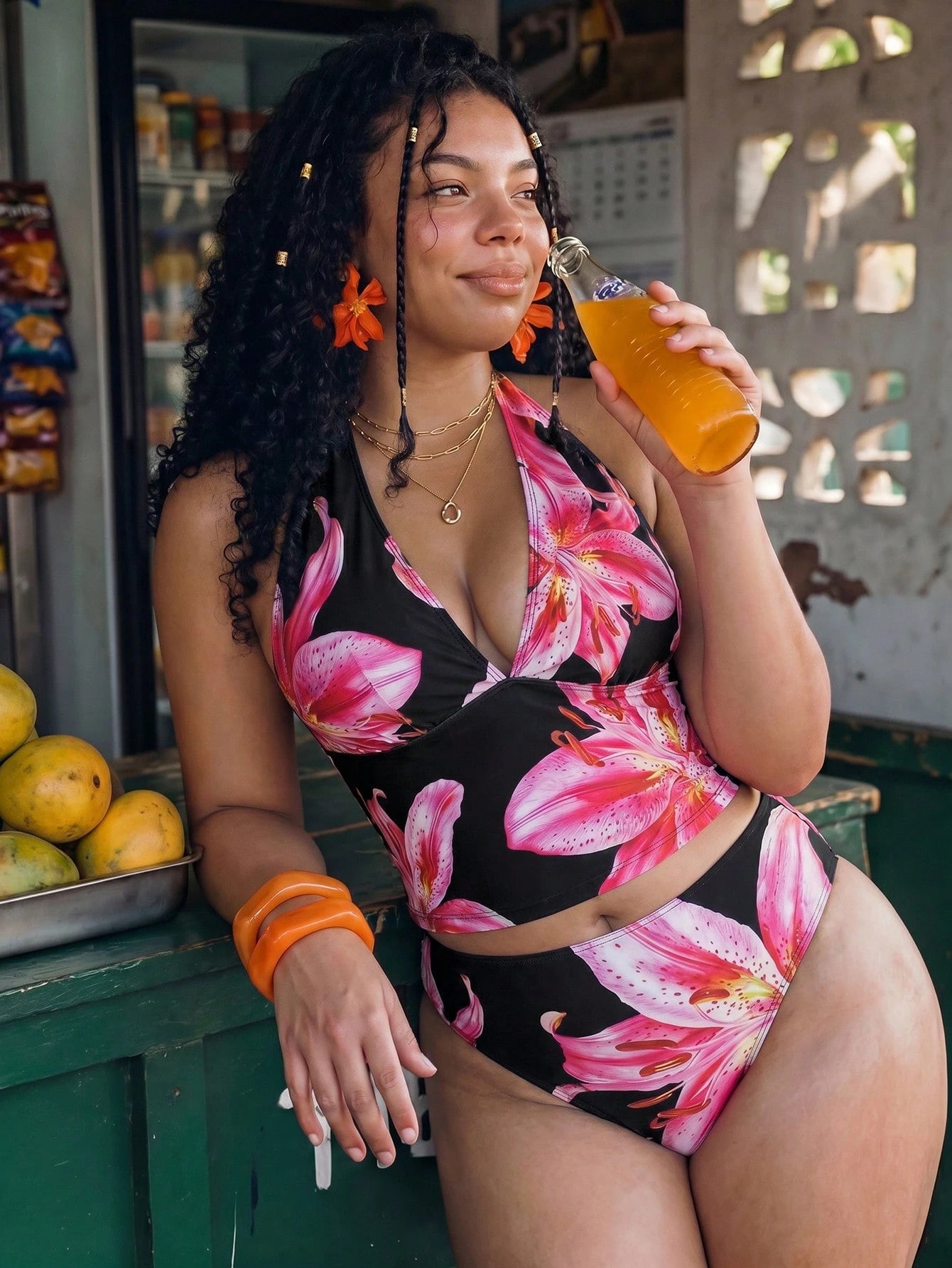 Swim Vcay 2026 New Summer Beach Vacation Women's Tropical Print Two Pieces Bikini Set, Casual Vacation Style, Summer Vacation Outfit, Floral Bikini, Plus Size Tank Style Bikini