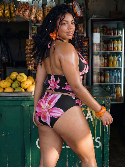 Swim Vcay 2026 New Summer Beach Vacation Women's Tropical Print Two Pieces Bikini Set, Casual Vacation Style, Summer Vacation Outfit, Floral Bikini, Plus Size Tank Style Bikini