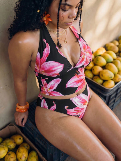 Swim Vcay 2026 New Summer Beach Vacation Women's Tropical Print Two Pieces Bikini Set, Casual Vacation Style, Summer Vacation Outfit, Floral Bikini, Plus Size Tank Style Bikini