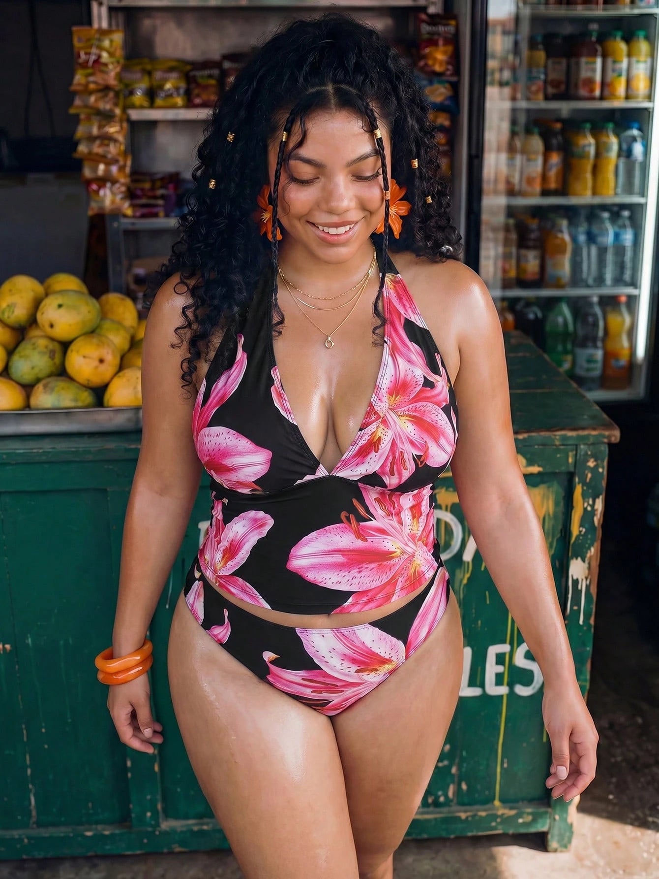 Swim Vcay 2026 New Summer Beach Vacation Women's Tropical Print Two Pieces Bikini Set, Casual Vacation Style, Summer Vacation Outfit, Floral Bikini, Plus Size Tank Style Bikini