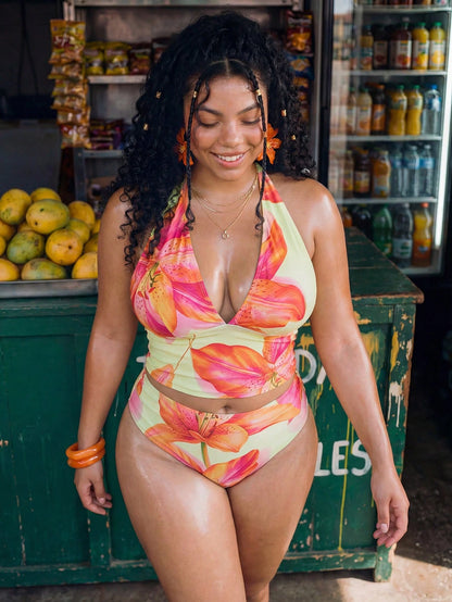 Swim Vcay 2026 New Summer Beach Vacation Women's Tropical Print Two Pieces Bikini Set, Casual Vacation Style, Summer Vacation Outfit, Floral Bikini, Plus Size Tank Style Bikini