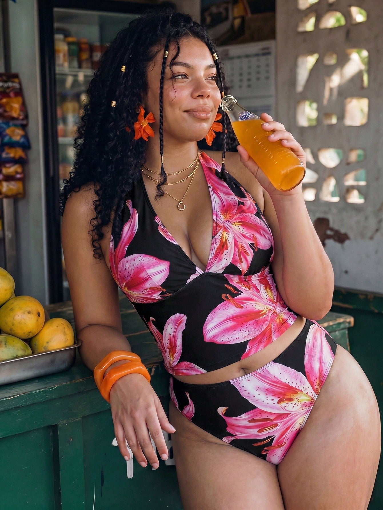 Swim Vcay 2026 New Summer Beach Vacation Women's Tropical Print Two Pieces Bikini Set, Casual Vacation Style, Summer Vacation Outfit, Floral Bikini, Plus Size Tank Style Bikini