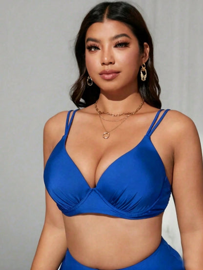 Swim Vcay 2026 Spring/Summer New Solid Color One-Piece Sexy Push-Up Underwire Hard Cup Elegant Double Strap Swimsuit Casual Fashion Vacation Style Beach Swimwear