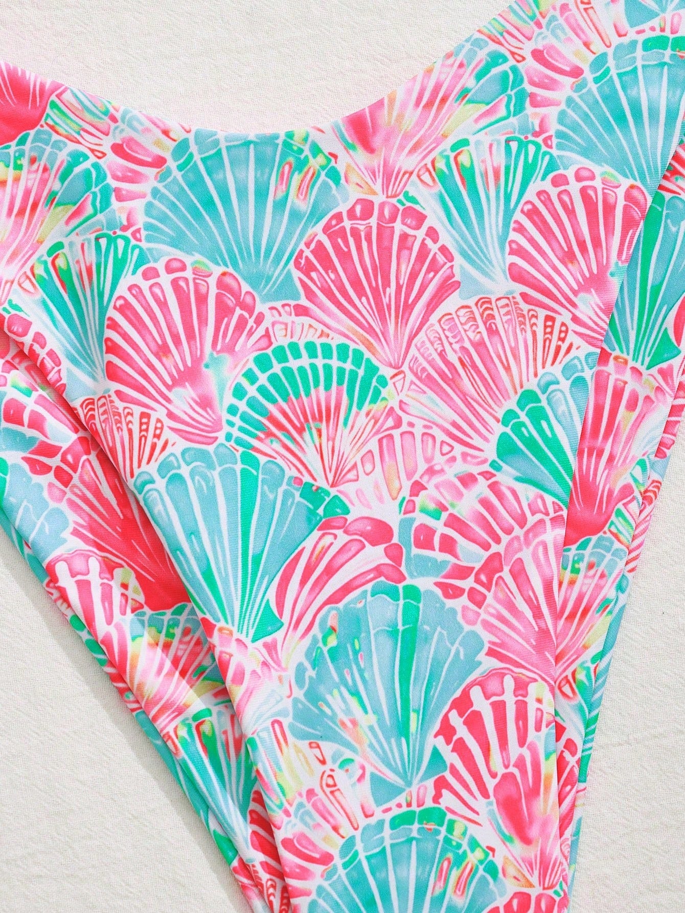 Swim Vcay New Plus Size Women's Multi-Color Printed Halter Top And Fitted Bottom Triangle Bikini 2pcs Set, Slimming Vacation/Leisure Swimwear For Summer