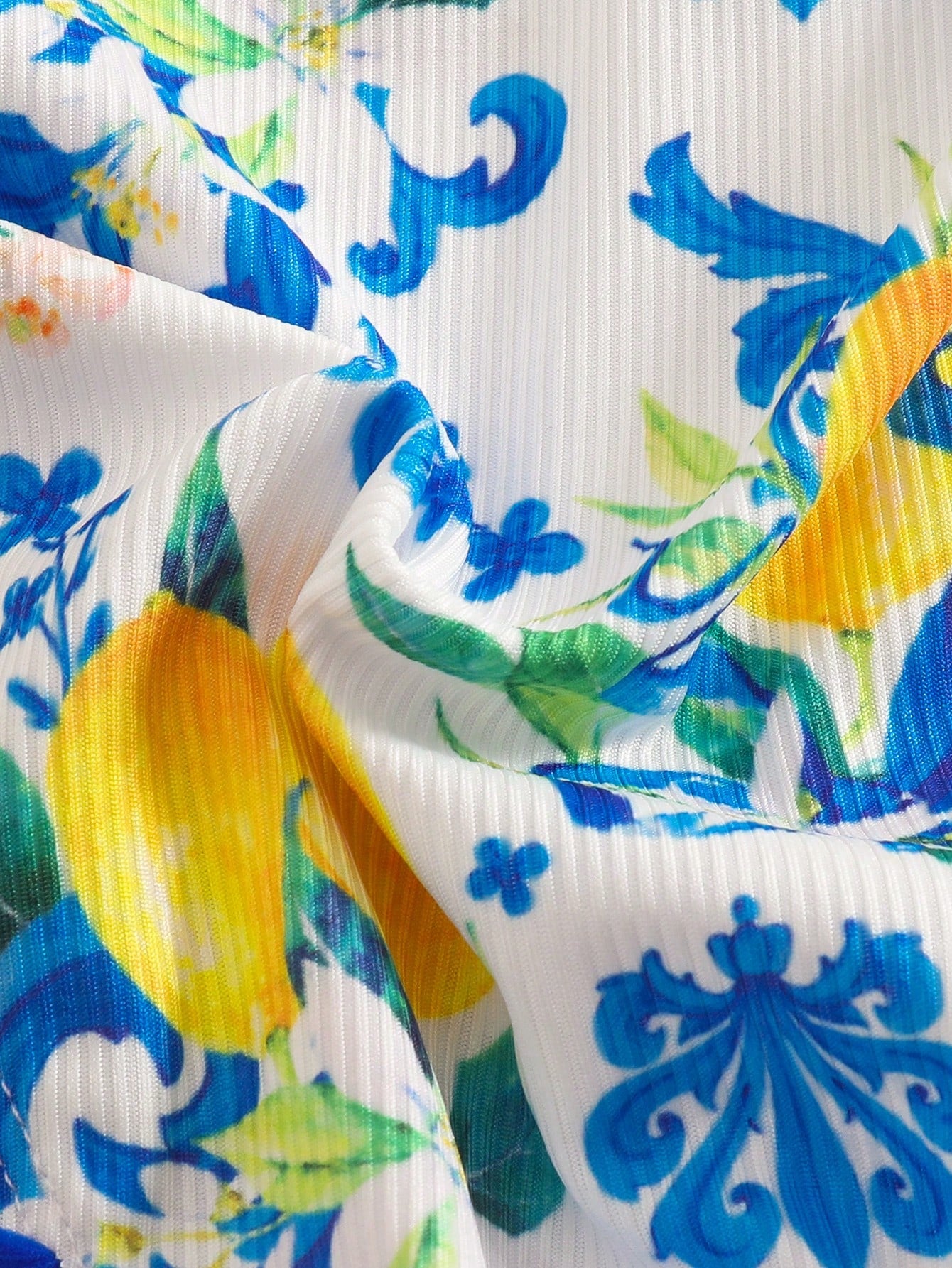 Swim Vcay Plus Size 2pcs Fruit Print Frill Trim Cute Playful Bikini Set, Summer