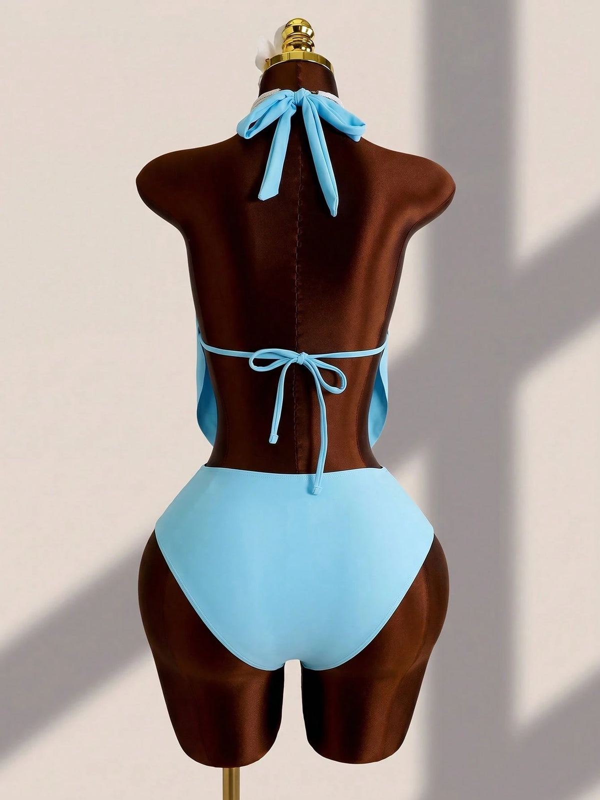 Swim Vcay Summer Beach Draped Halter Tankini Black Swimwear