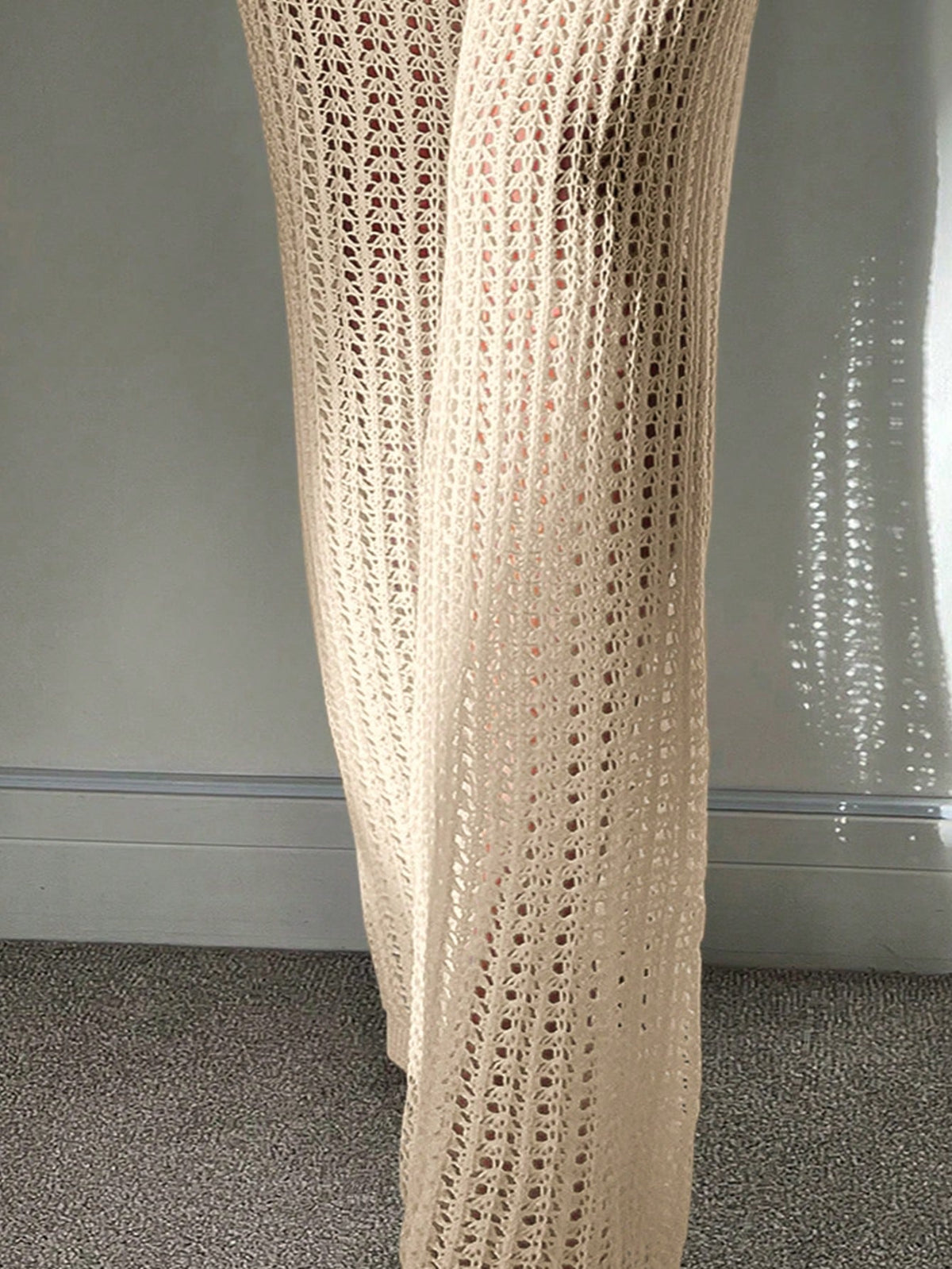Swim Vcay Summer Beach Hollow Out Knitted See-Through Cover-Up Pants, Holiday