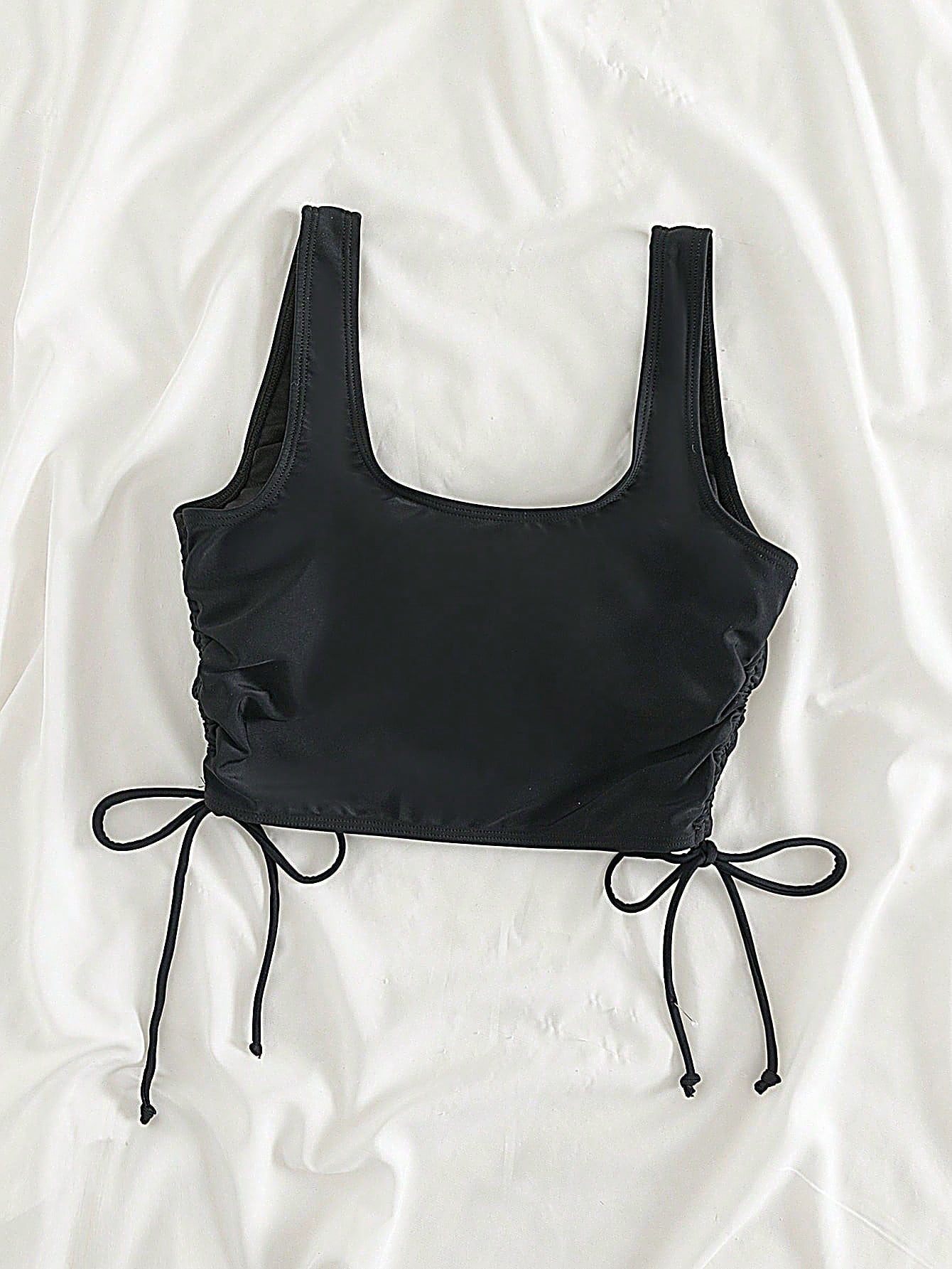 Swim Vcay Summer Beach Plus Drawstring Side Bikini Top