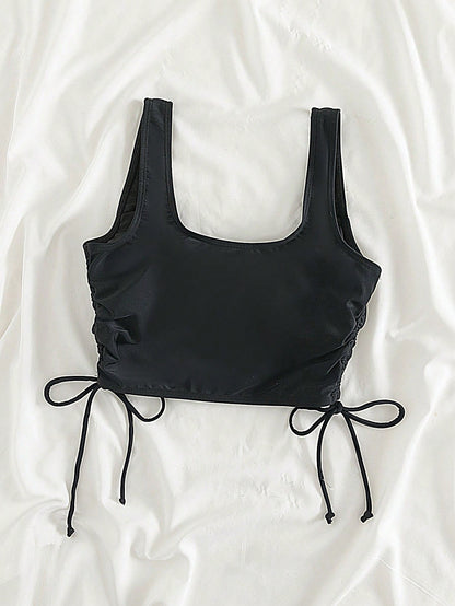 Swim Vcay Summer Beach Plus Drawstring Side Bikini Top