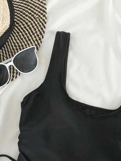 Swim Vcay Summer Beach Plus Drawstring Side Bikini Top