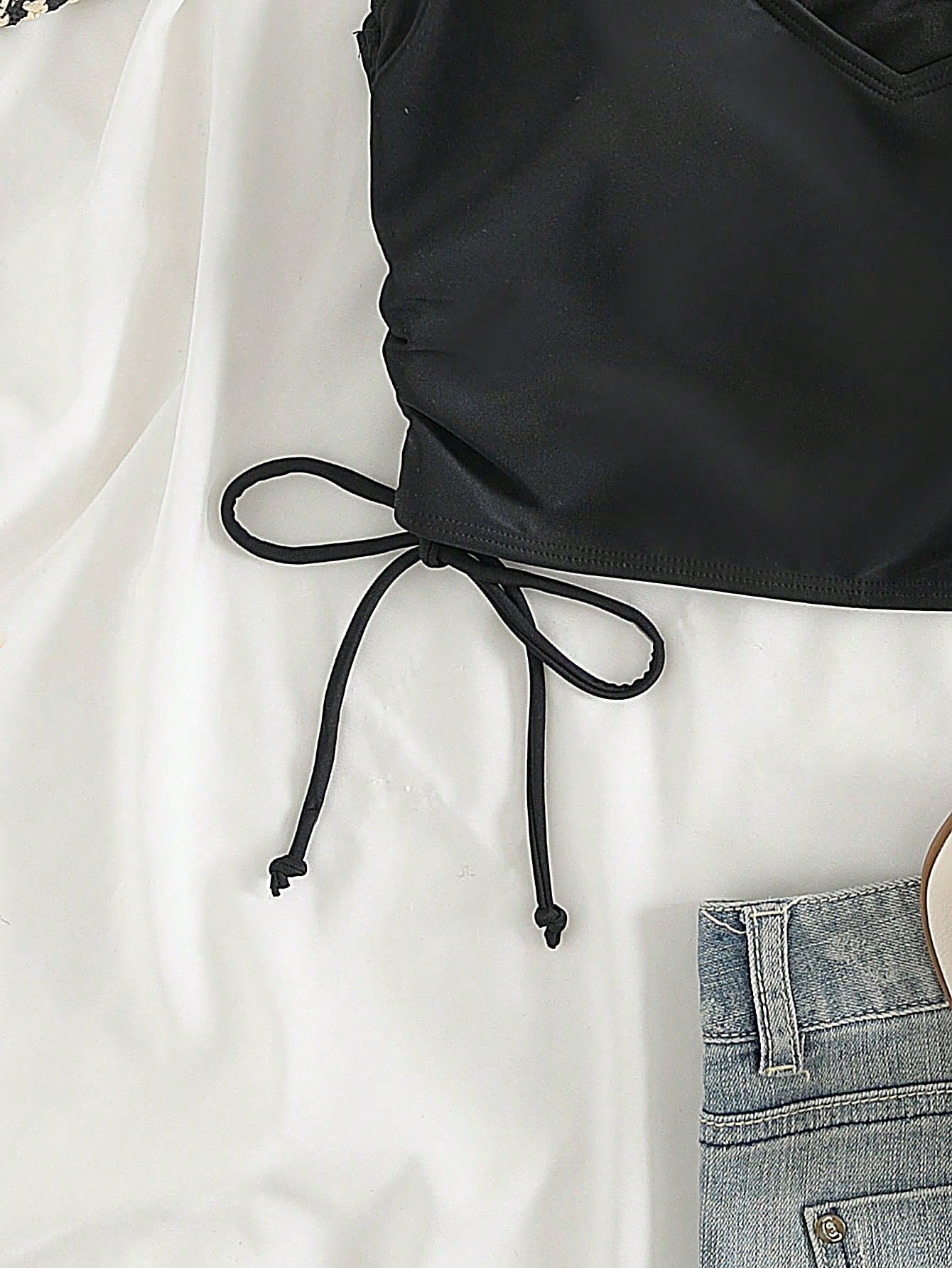 Swim Vcay Summer Beach Plus Drawstring Side Bikini Top