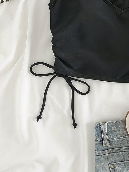 Swim Vcay Summer Beach Plus Drawstring Side Bikini Top