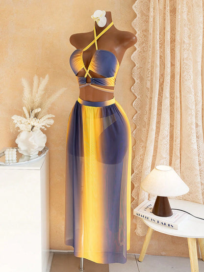 Swim Vcay Summer Outfits For Women Tie Dye Bikini Set For Summer With Beach Skirt