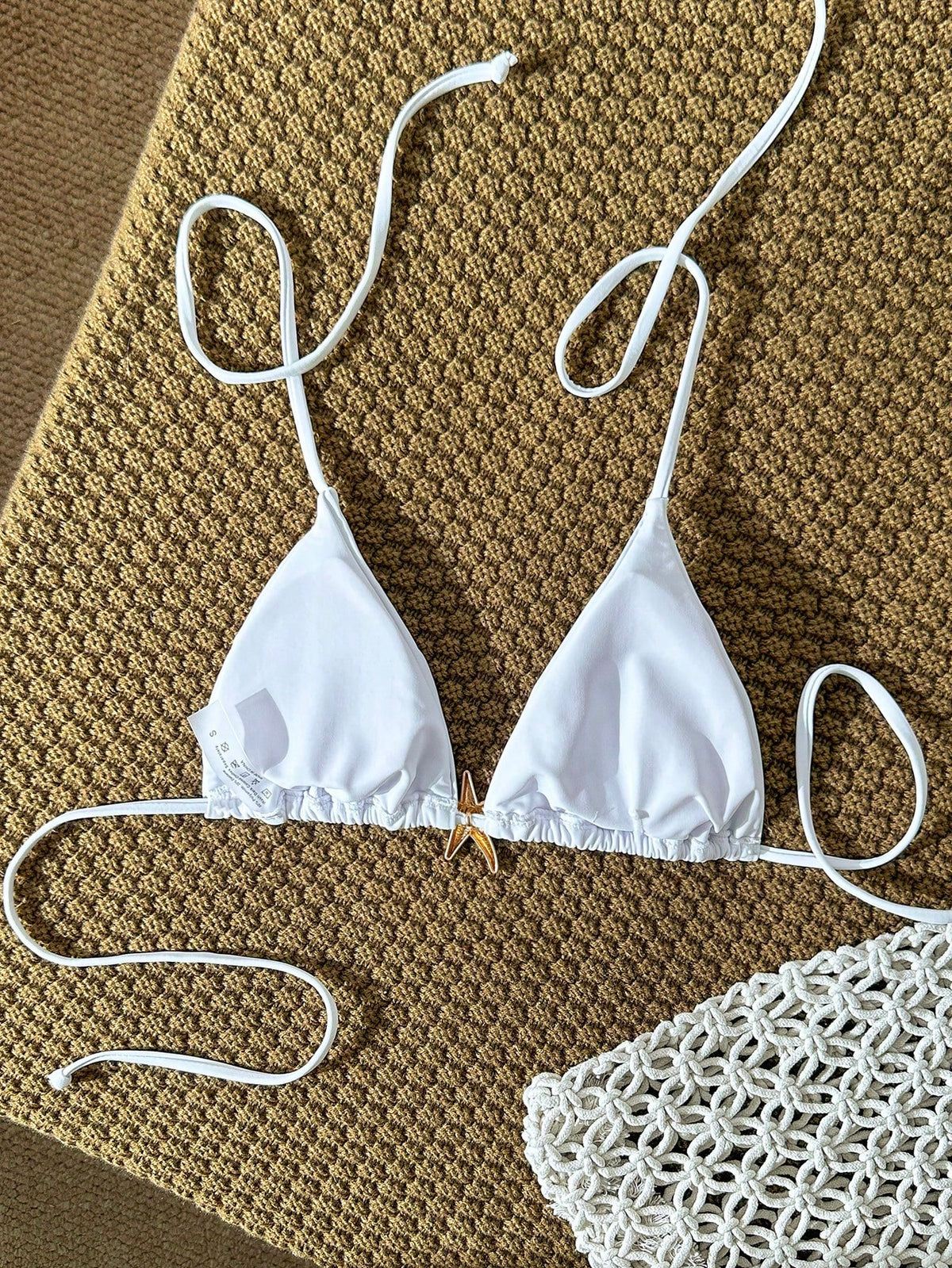 Swim Vcay Swim Chicsea-D Women's Solid Color Halter Metal Decor Bikini Top, Spring/Summer
