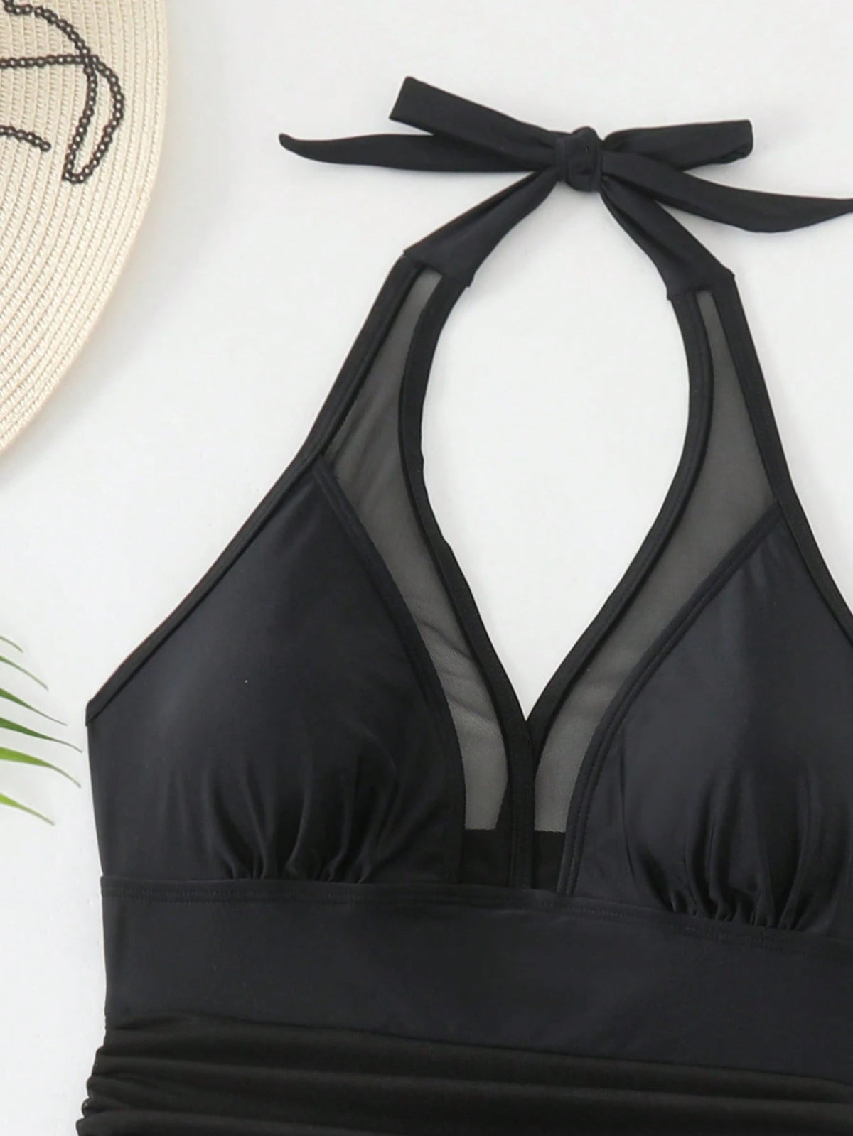 Swim Vcay Women Spring Break Sexy Vacation Casual Party Summer Beach Solid Black Wire-Free Textured Swim Dress