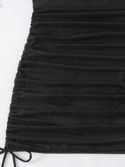 Swim Vcay Women Spring Break Sexy Vacation Casual Party Summer Beach Solid Black Wire-Free Textured Swim Dress