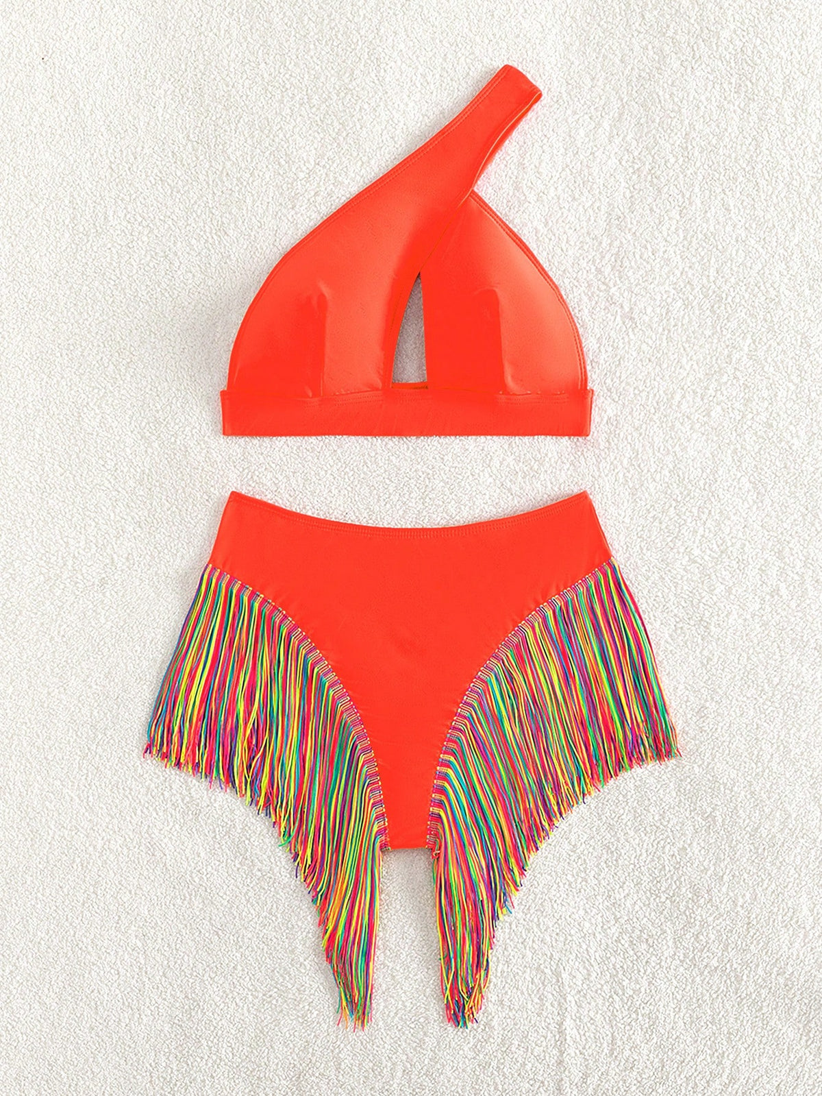 Swim Women's Summer Beach Solid Color Cutout Sexy Bikini Swimwear Set