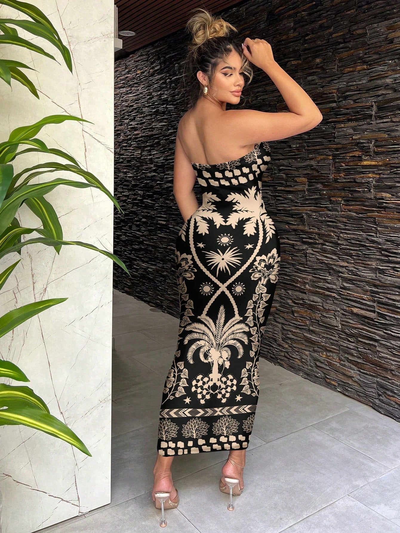 SXY Casual Minimalist Sleeveless Long Dress For Women, Retro Floral Print Pattern