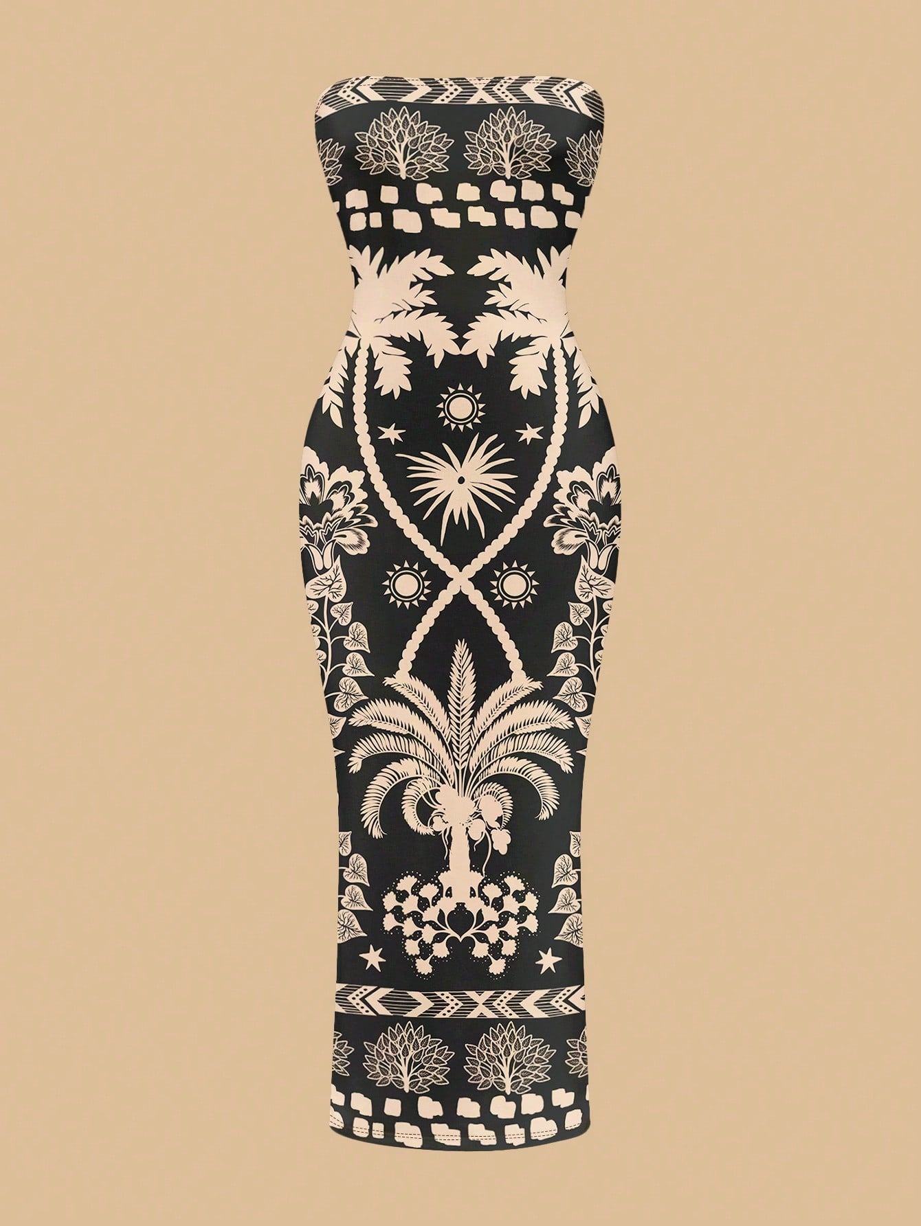 SXY Casual Minimalist Sleeveless Long Dress For Women, Retro Floral Print Pattern