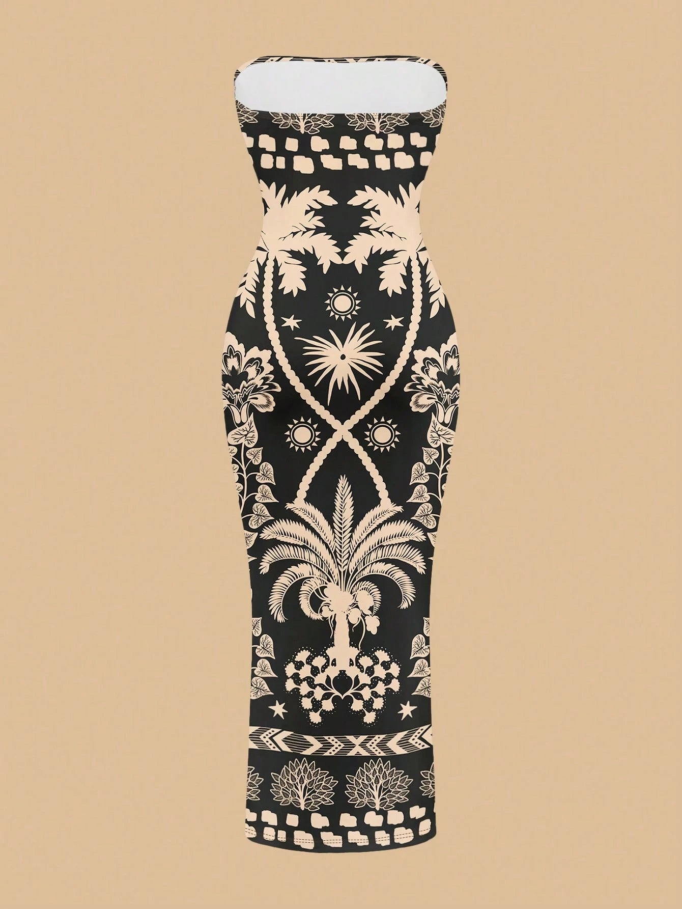 SXY Casual Minimalist Sleeveless Long Dress For Women, Retro Floral Print Pattern