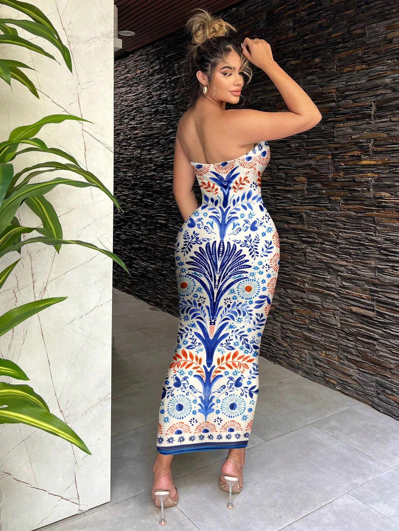 SXY Casual Minimalist Sleeveless Long Dress For Women, Retro Floral Print Pattern