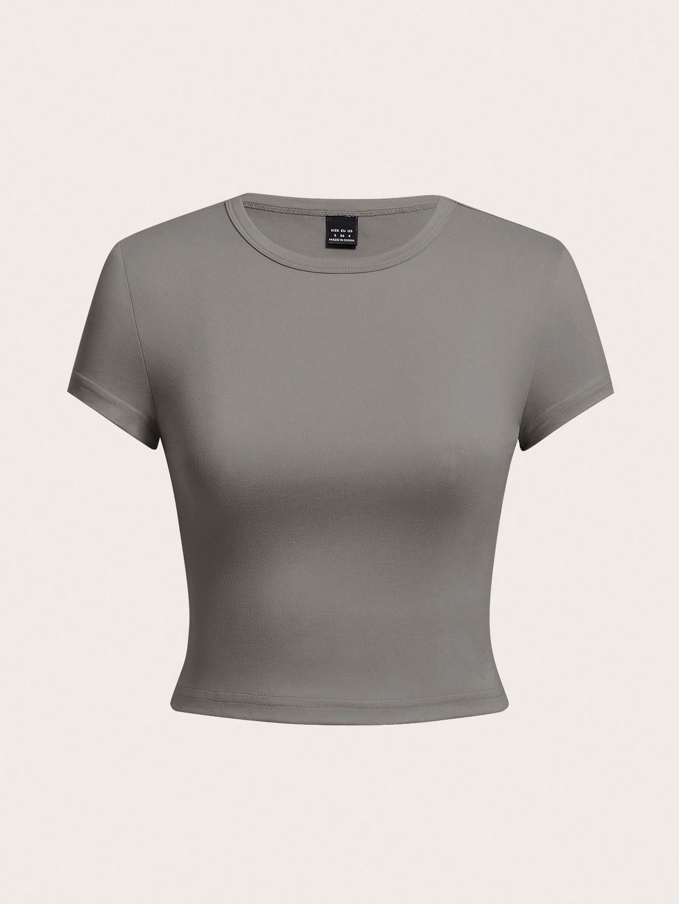 Tall CURVE Plus Size 4-Pieces Set Solid Color Cropped Round Neck Short Sleeve Fitted Women T-Shirt Top, Suitable For Summer Valentine's Day