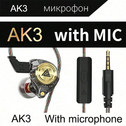 Tangle-Free QKZ AK3 Earphones In Ear Monitor Super Bass Wired Earbuds, Crystal Clear Sound IEM Headphones, High Resolution Noise Canceling Ear Monitors Headphone For Music Sports Calls Spring Gift Ann