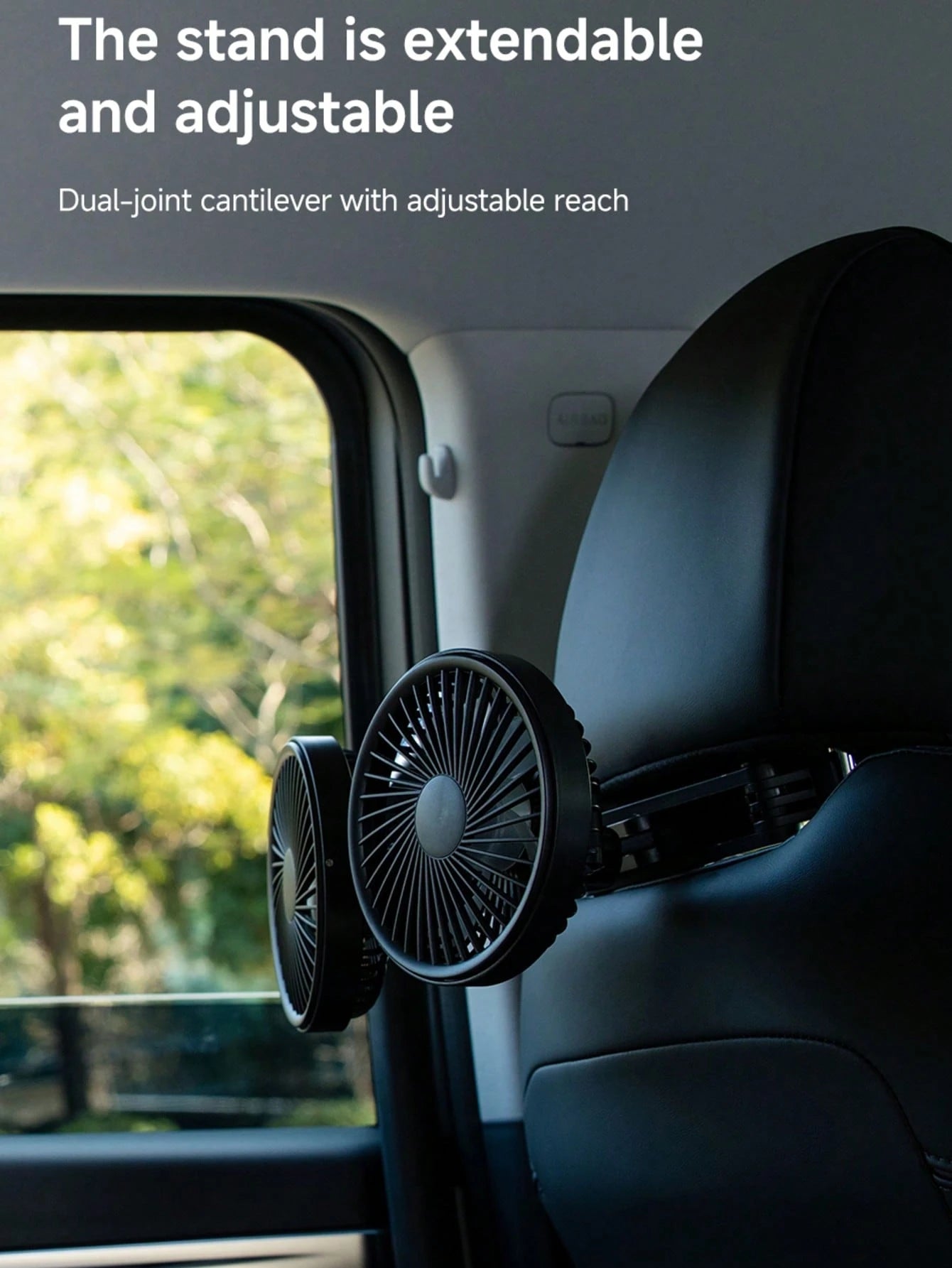 Teckwe 1 Piece Universal Specification ABS Plastic Material Dual-Head USB Powered 360-Degree Multi-Angle Adjustable High Wind Force Headrest Bracket Fan Rear Seat Air Circulation Cooler For SUV, Sedan