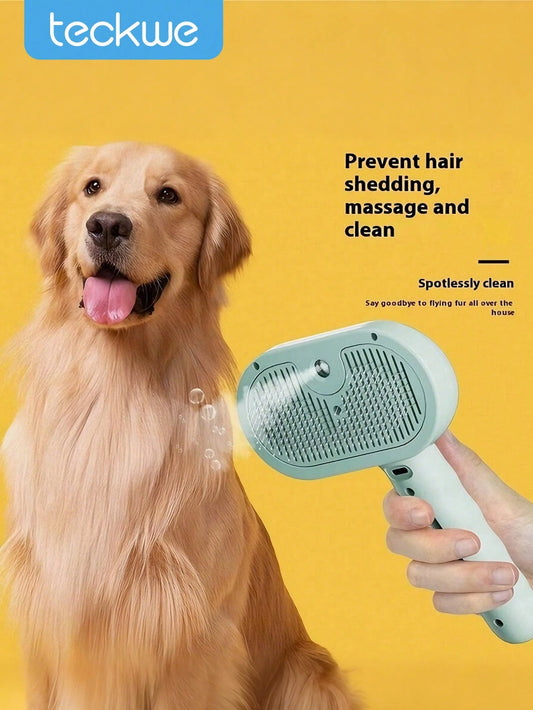 Teckwe Pet Steam Comb, Suitable For Cats And Dogs, 3-In-1 Cat Grooming Tool, Features Spray Function And Quick Hair Removal Button, Hair Removal Comb, Steam Comb With 200mAh Rechargeable Battery;Ship
