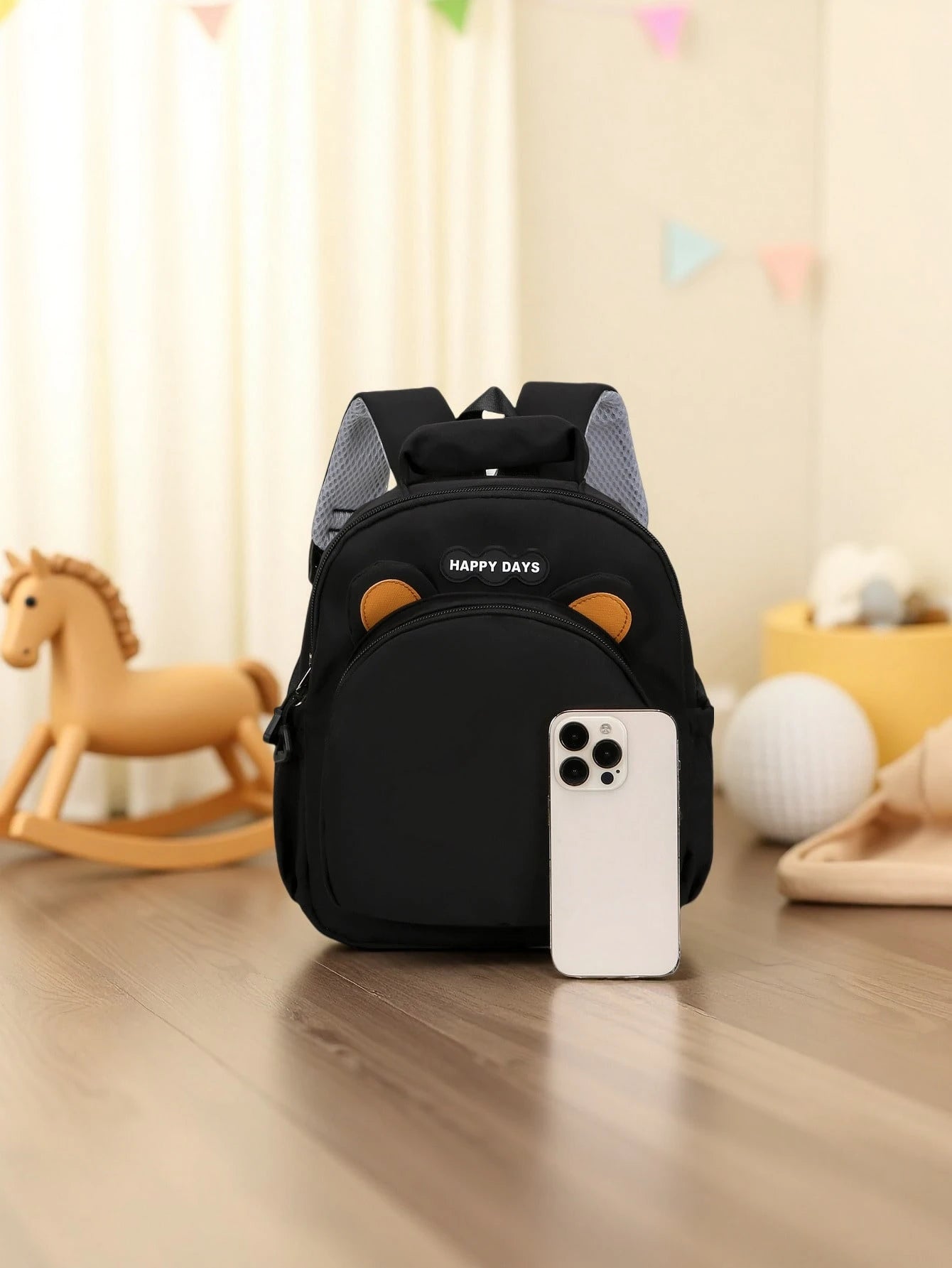 This Cute Cartoon Bear Kicking A Football Mini Customizable Backpack Features A Zipper Design, Can Be Hand-Held Or Adjustable Shoulder Strap Carried, Made Of Nylon Material. Suitable For Daily Use, Ou