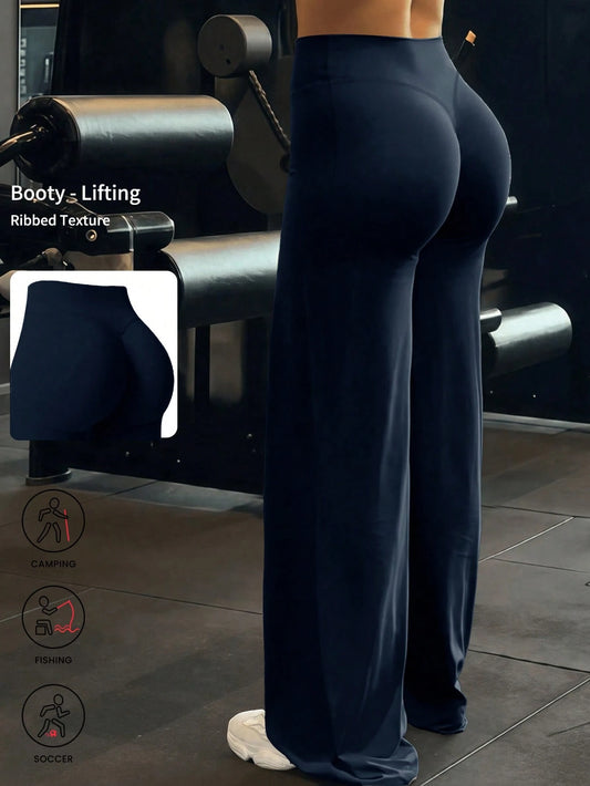 This Solid Color Yoga Wide-Leg Pants Are Comfortable And Slimming, Suitable For Running, Fitness, And Various Yoga Activities. Spring Sports