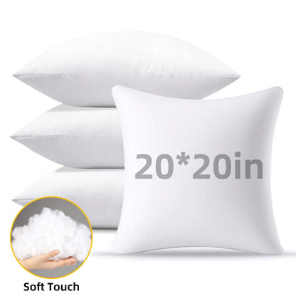 Tomnk 4pcs Pillow Inserts, Square Pillow Form For Patio, Furniture, Bed, Living Room, Garden, And Party Decorations Indoor, Dorm Room Essentials College, Classroom Must Haves, Room Decor