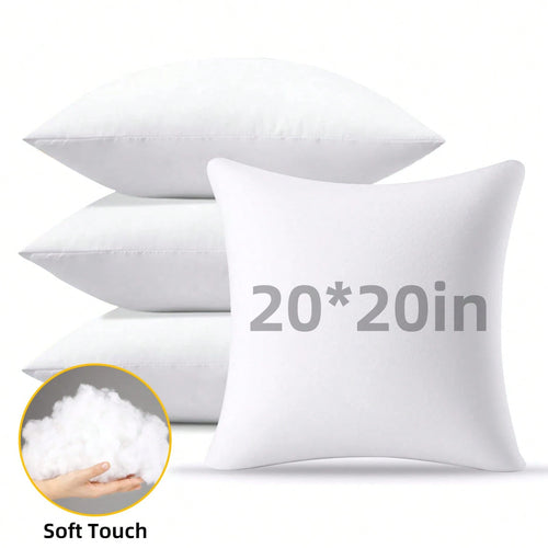 Tomnk 4pcs Pillow Inserts, Square Pillow Form For Patio, Furniture, Bed, Living Room, Garden, And Party Decorations Indoor, Dorm Room Essentials College, Classroom Must Haves, Room Decor