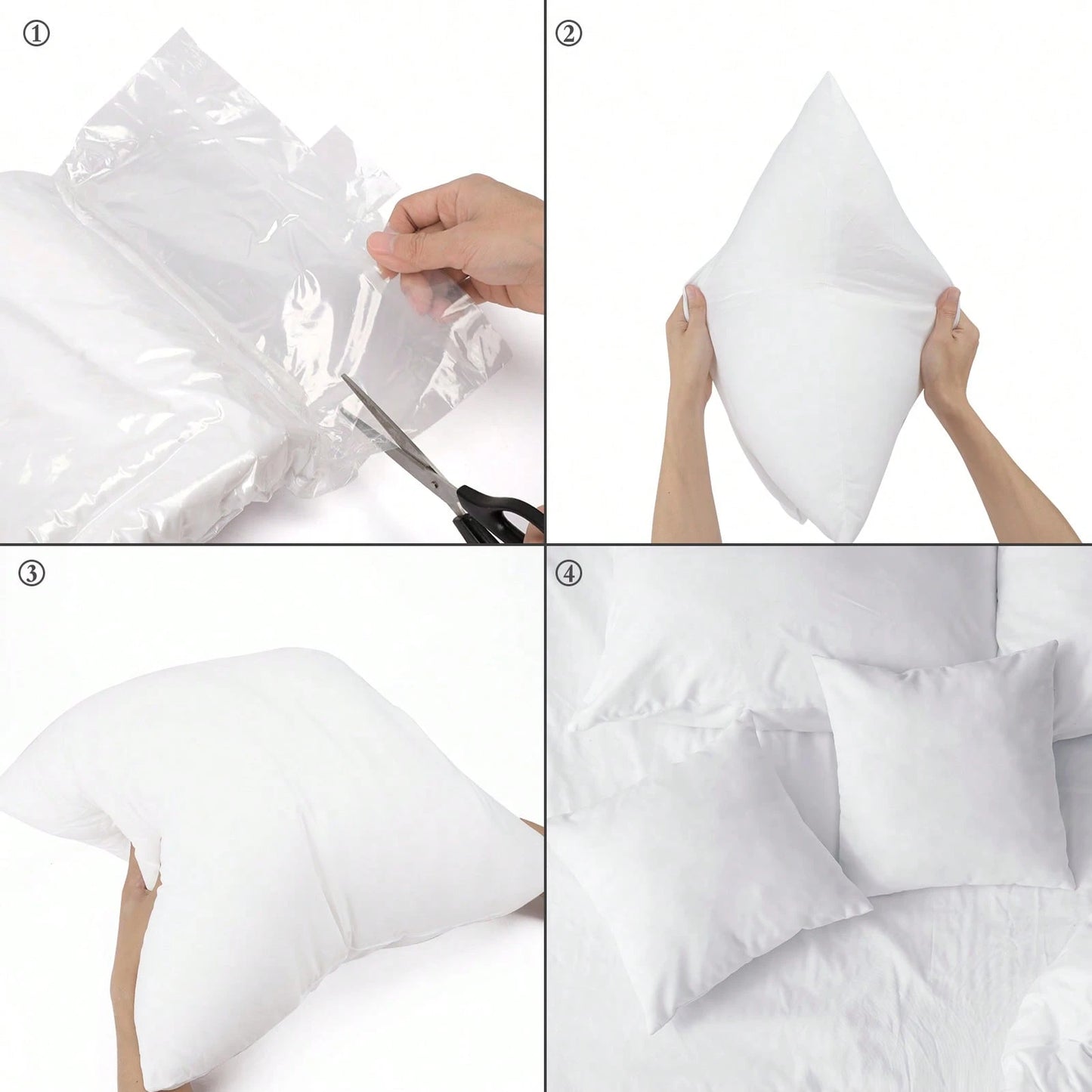 Tomnk 4pcs Pillow Inserts, Square Pillow Form For Patio, Furniture, Bed, Living Room, Garden, And Party Decorations Indoor, Dorm Room Essentials College, Classroom Must Haves, Room Decor