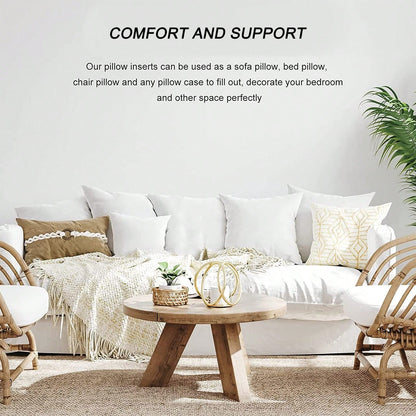 Tomnk 4pcs Pillow Inserts, Square Pillow Form For Patio, Furniture, Bed, Living Room, Garden, And Party Decorations Indoor, Dorm Room Essentials College, Classroom Must Haves, Room Decor