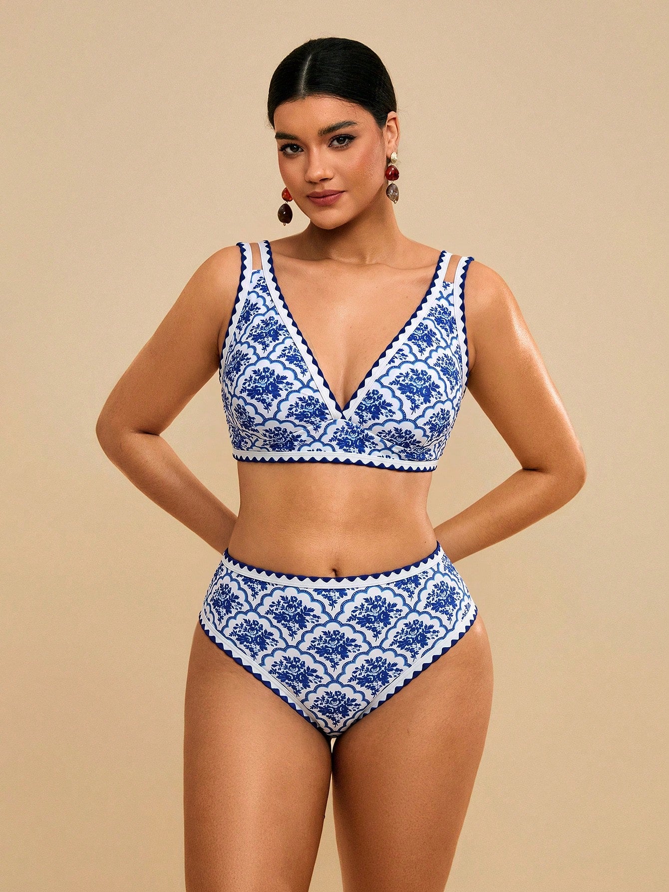 Travachic Plus Size Women All White Floral Print Swimsuit Set Beach Party Summer 1920s
