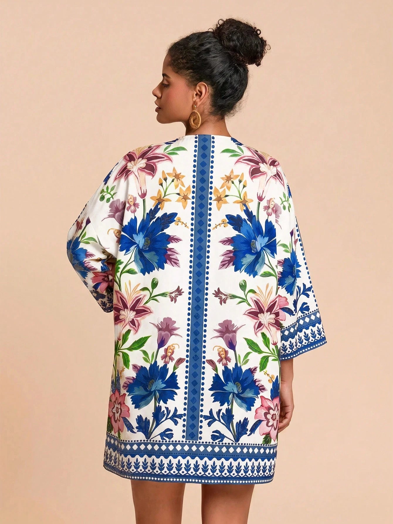 Travachic Women's Floral Print Casual Vacation Cover-Up Robe