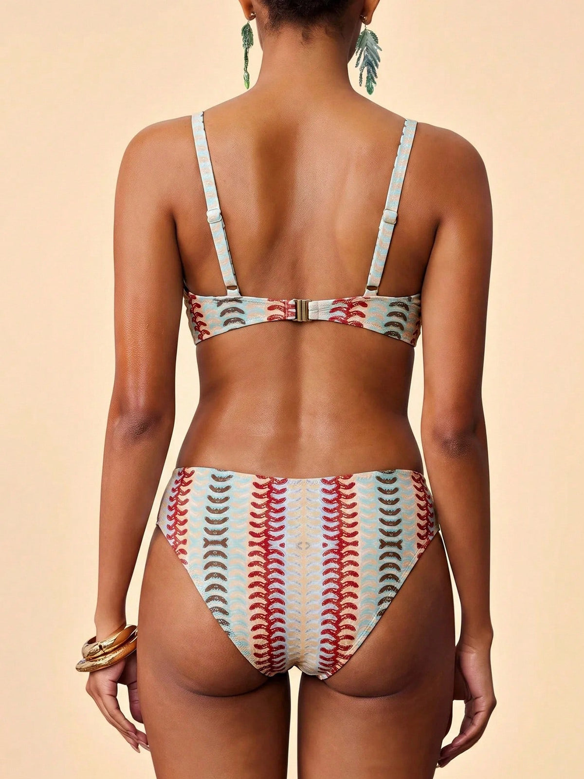 Travachic Women's Summer Beach Colorblock Ruched Sexy Bikini & Triangle Bottom Two-Piece Swimsuit Set