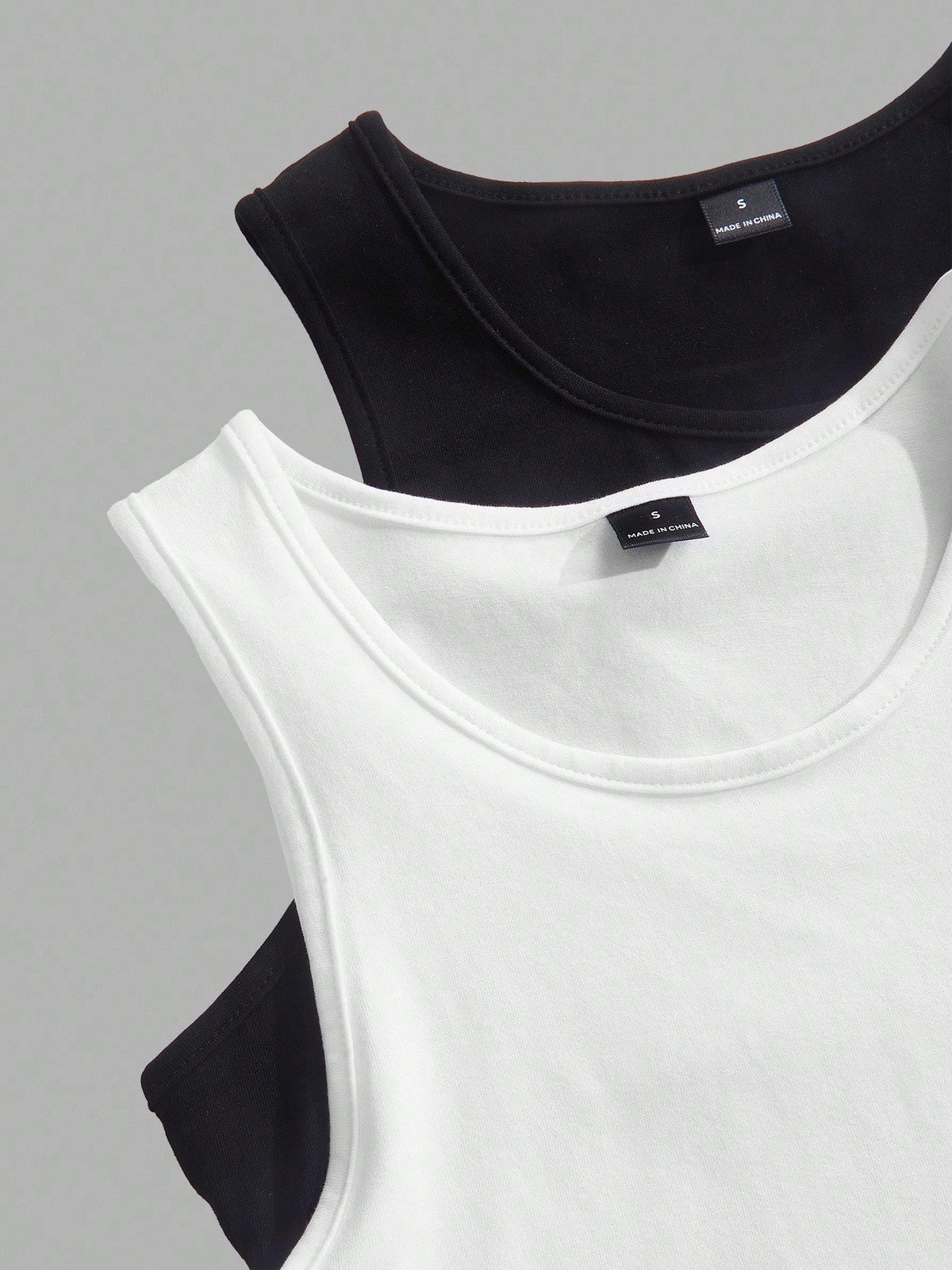 Tseoso 2pcs Women's Tank Top,95% Cotton Slim Fit Round Neck Black And White,Summer,Casual,Everyday Versatile Top,Soft-Girl Cute Vintage Home Office