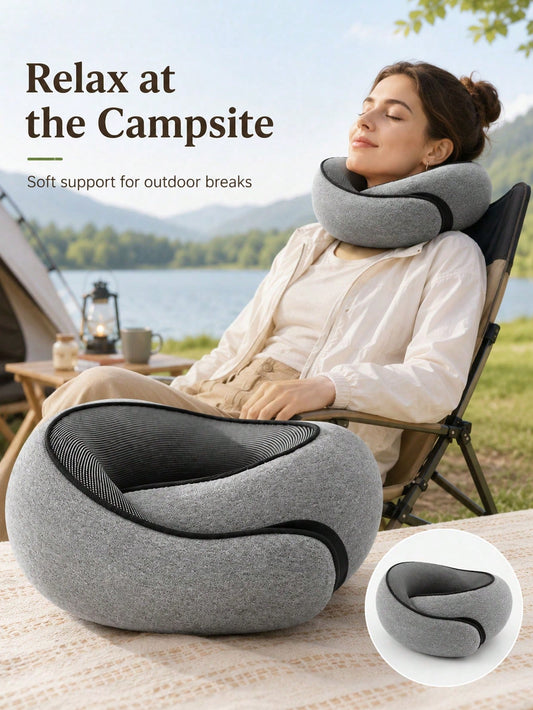 U-Shaped Memory Foam Neck Pillow, Portable Travel Nap Pillow, Slow Rebound Neck Pillow, Office Lunch Break, Airplane Travel, Outdoor Camping, With Storage Bag Travel Essentials Travel Accessories Vaca