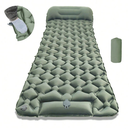 Ultra-Lightweight Inflatable Camping Mattress For 1 Person With Built-In Pump- Quick-Inflate/Deflate Sleep Pad, Portable Headrest Outdoor Air Bed, Ideal For Hiking, Car Camping, Travel- Orange Comfo