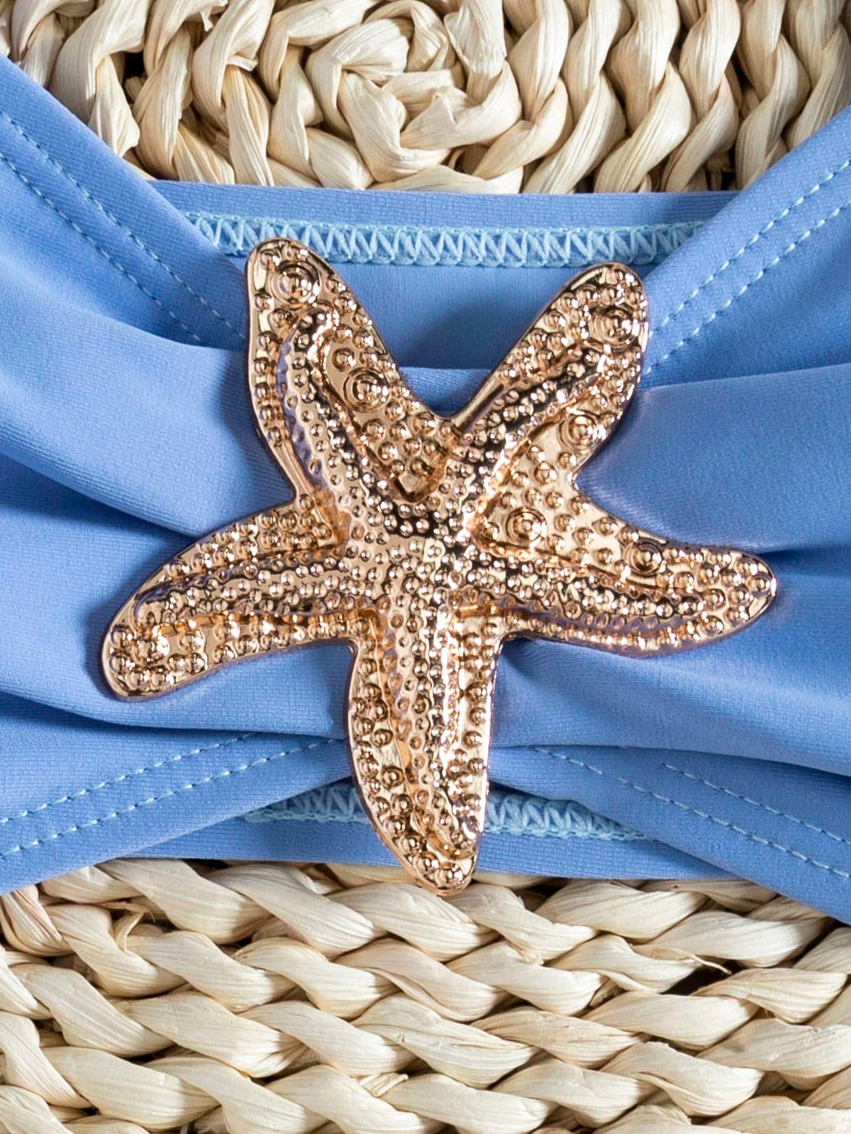 Unique Solid Starfish Print Bikini, Slimming Tummy Control, Comfy Chic Accents, Elegant Vacation Swimwear For Beach & Pool Parties Summer