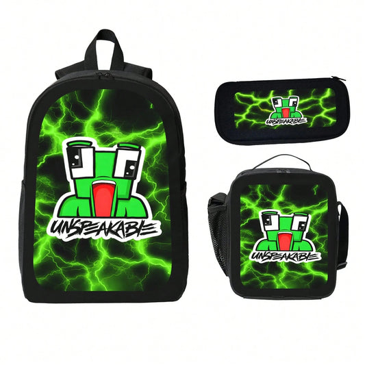 UNSPEAKABLE Anime Backpack 3PCS Set For Teens Women Men Casual School Backpack With Travel Bag Lightweight Daypack For Students