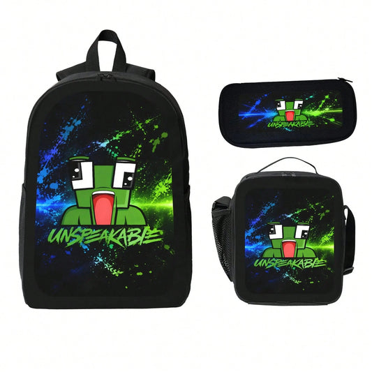 UNSPEAKABLE Anime Backpack 3PCS Set For Teens Women Men Casual School Backpack With Travel Bag Lightweight Daypack For Students